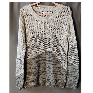 Harper Lane Knit Sweater‎ Womens Small Beige Gray Open Weave Pullover